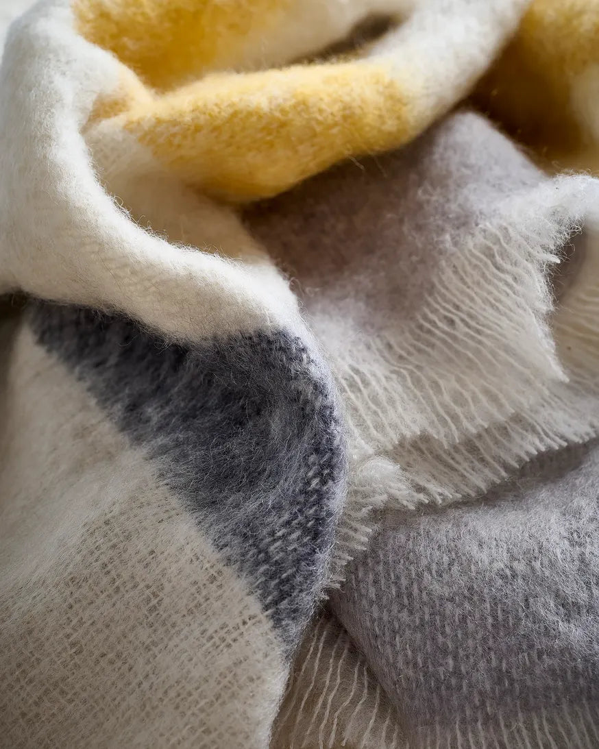 Avoca Mohair Wool Blanket 142x180 Sunrise Stripe